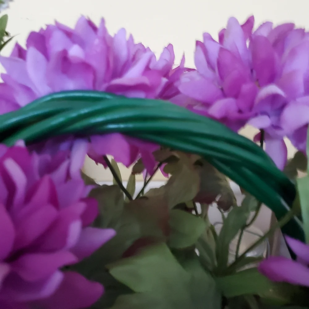 Faux floral purple Dahlia centerpiece